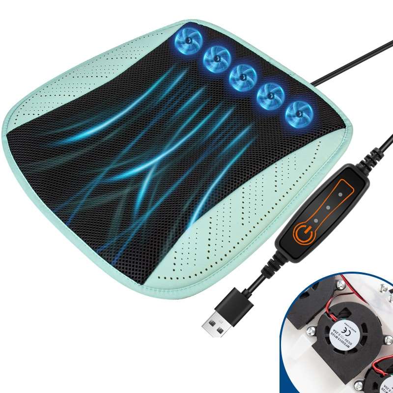 Multifunctional USB Fan Ventilation Heat Dissipation Car Seat Cushion(Blue)