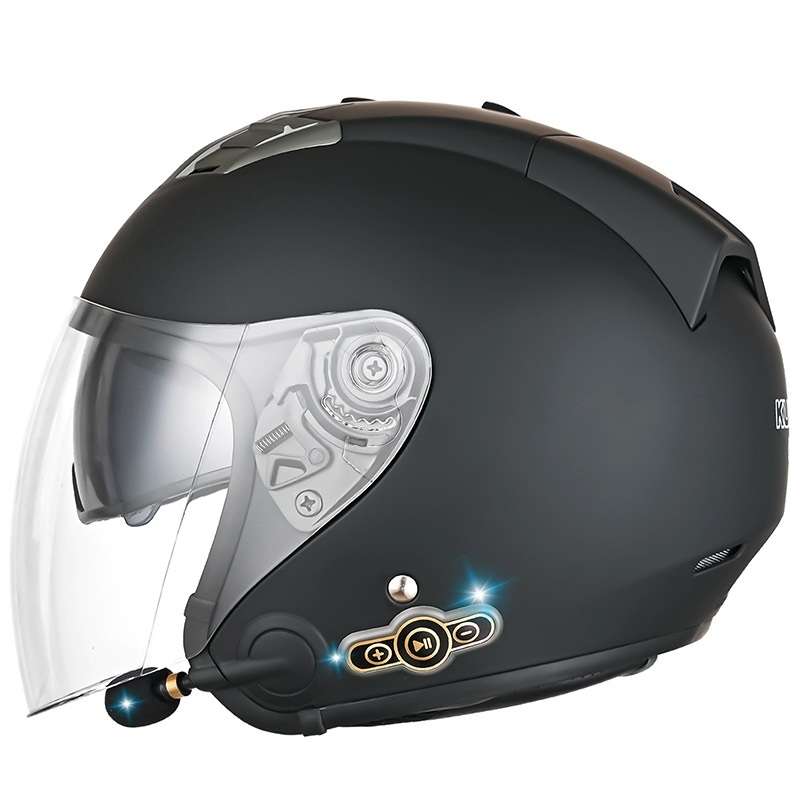 KUQIBAO Motorcycle Smart Bluetooth Sun Protection Double Lens Safety Helmet, Size: XL(Matte Black)