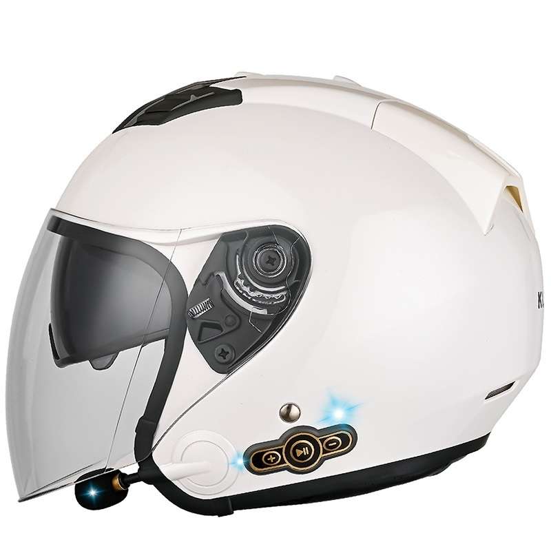 KUQIBAO Motorcycle Smart Bluetooth Sun Protection Double Lens Safety Helmet, Size: XL(White)