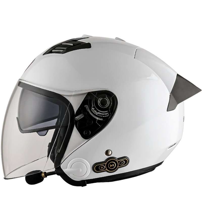 KUQIBAO Motorcycle Smart Bluetooth-compatible Sun Protection Double Lens Safety Helmet, Size: XXL(Wh