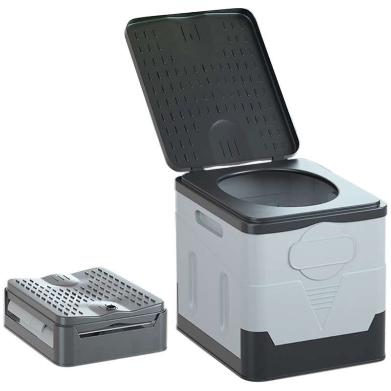 Car Folding Portable Toilet Outdoor Emergency Mobile Toilet(Army Green)