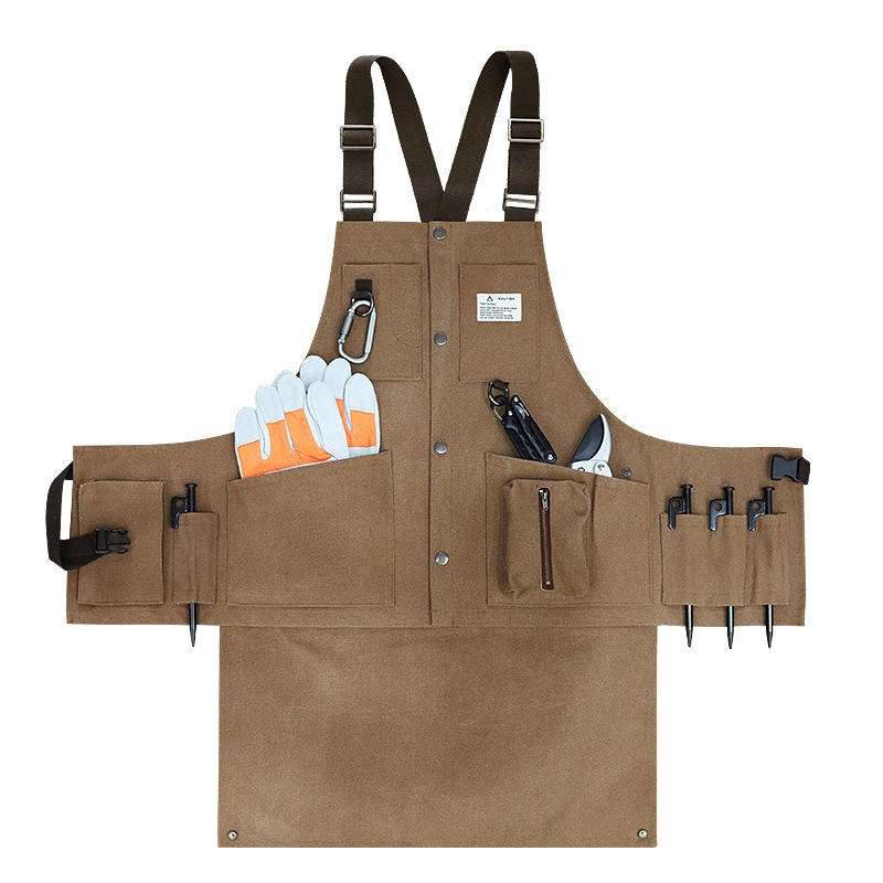 Canvas Electric Craftsmen Multi Pocket Tool Apron(Khaki)