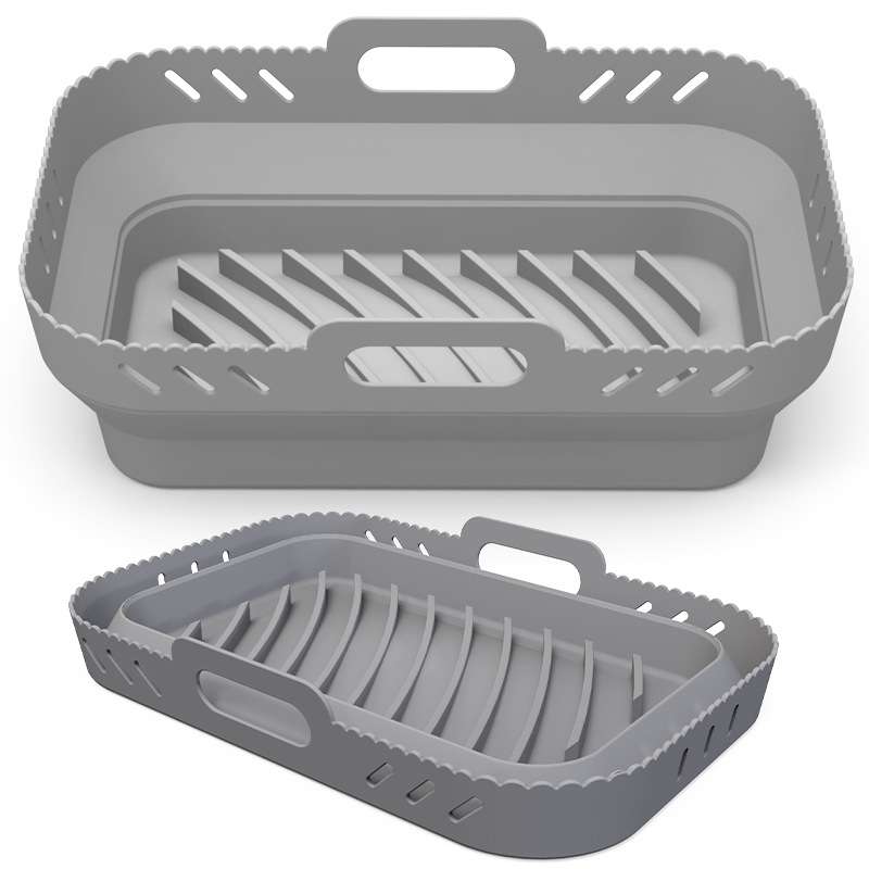 For Ninja DZ201 Air Fryer Silicone Mat Foldable Reusable Basket Tray(Black)