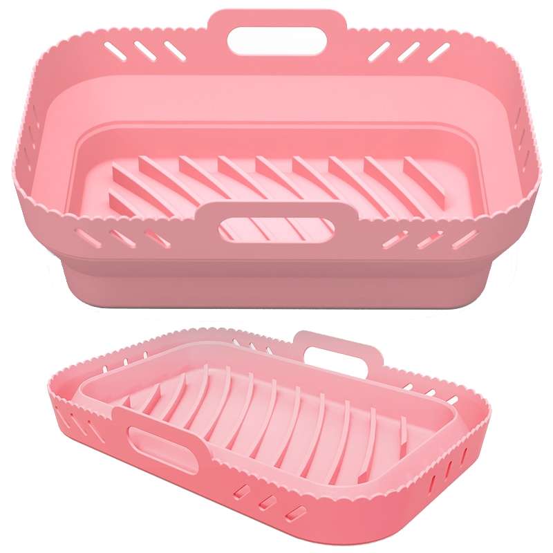 For Ninja DZ201 Air Fryer Silicone Mat Foldable Reusable Basket Tray(Black)