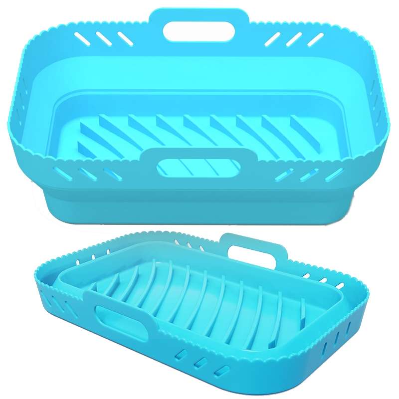 For Ninja DZ201 Air Fryer Silicone Mat Foldable Reusable Basket Tray(Black)