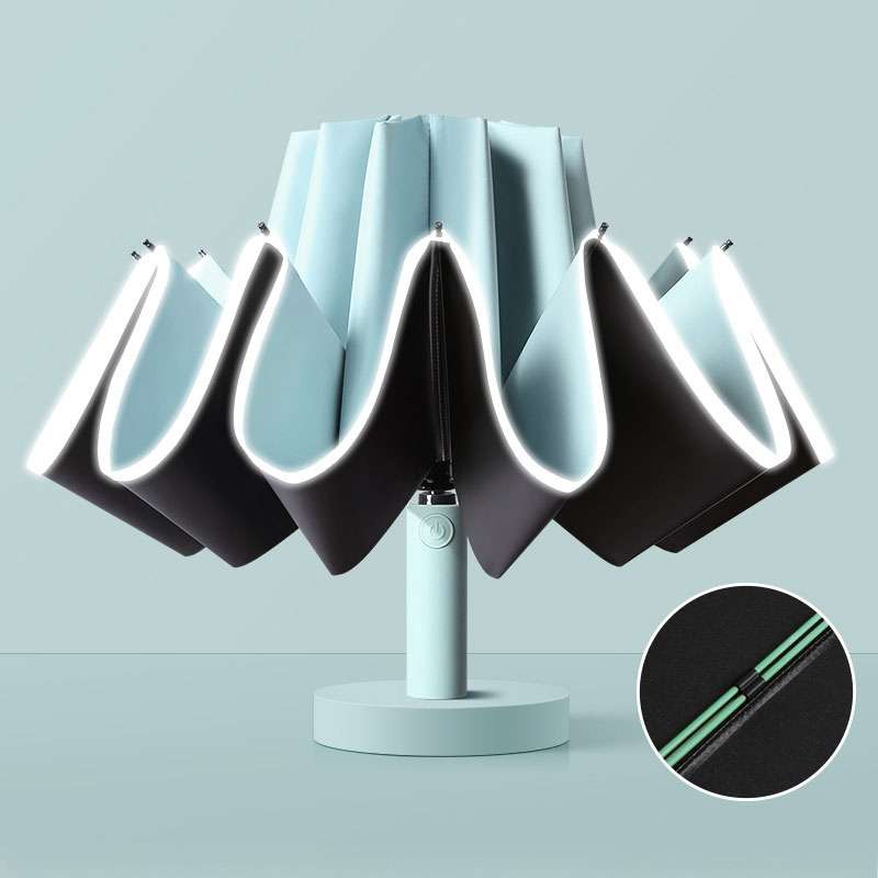 20 Bone Reverse Double Bone Automatic Folding Umbrella Sunshade Sun Umbrella(Blue)