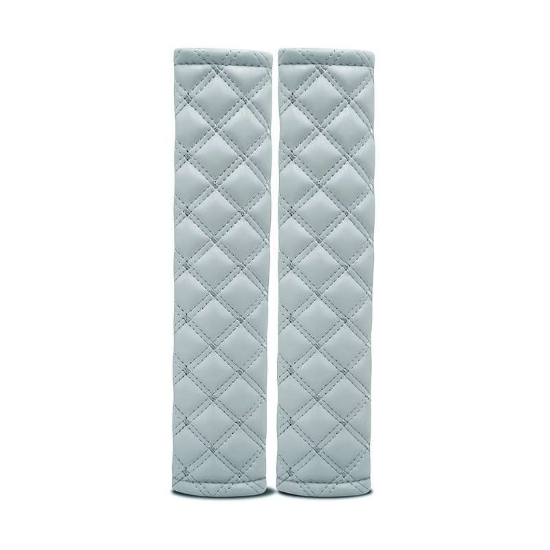 Rhombus Leather Seat Belt Shoulder Protector Pads, Color: Light Grey