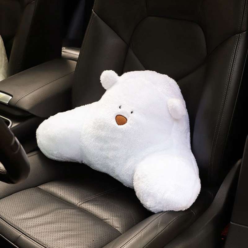 Car Cartoon Bear Plush Seat Upholstery Pillow, Color: Lumbar Pillow White