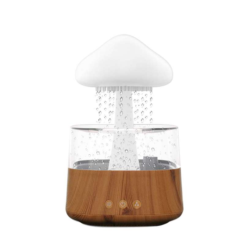 CH08 450ml Rain Humidifier Mushroom Cloud Colorful Night Lamp Aromatherapy Machine, Style: Without R