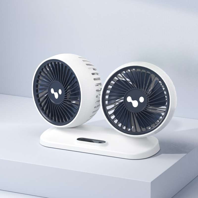 12v/24v Car Fan USB Interface Powerful Double Head Electric Fan(Olive Black)