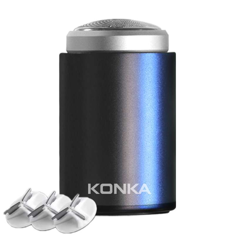 KONKA Mini Portable Razor Outdoor Waterproof Men Razor, Color: Black+3 Knife Head