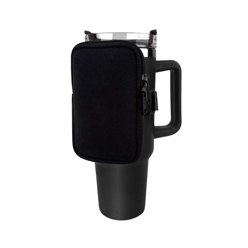 Water Cup Sided Storage Pockets With Zipper Fit For 40Oz Tumbler Single Pocket(White)