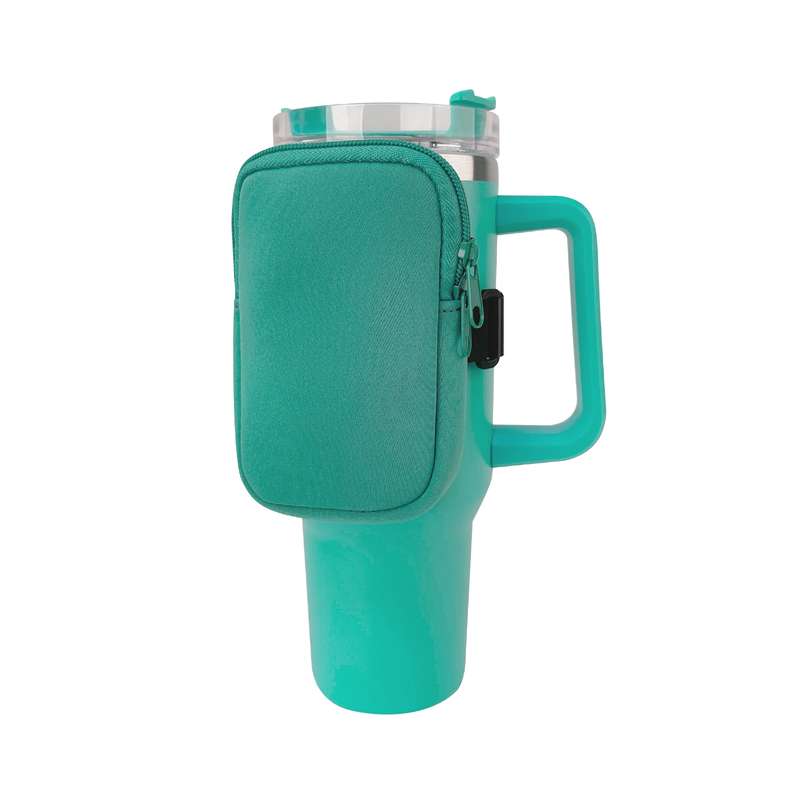 Water Cup Sided Storage Pockets With Zipper Fit For 40Oz Tumbler Single Pocket(White)