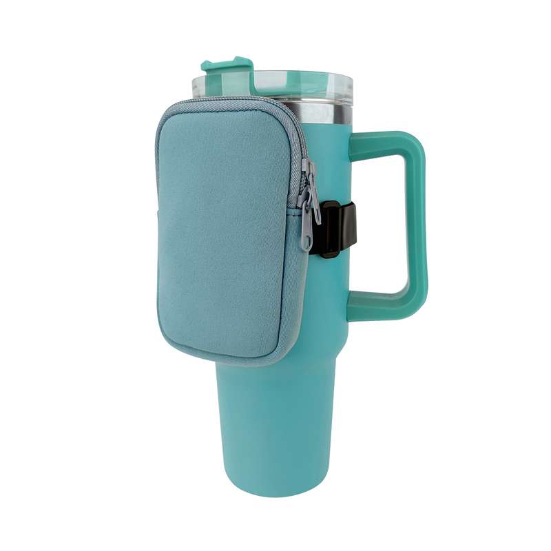 Water Cup Sided Storage Pockets With Zipper Fit For 40Oz Tumbler Single Pocket(White)