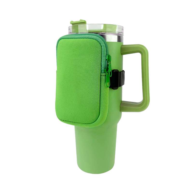 Water Cup Sided Storage Pockets With Zipper Fit For 40Oz Tumbler Single Pocket(White)