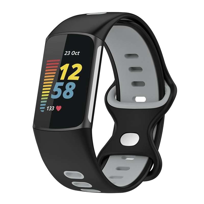 For Fitbit Charge 5 Smart Watch Sports Waterproof Two-Color Silicone Band(Olive Green Black)
