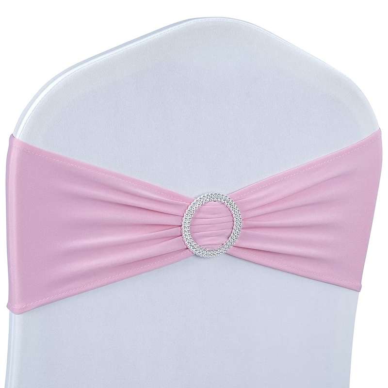 Tie-Free Elastic Chair Back Flower Bow Chair Cover Seat Decoration Ties Hotel Wedding Supplies(Champ