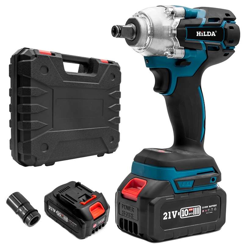 HILDA Motorized Wrenches Lithium Repair Parts With 22mm Socket, EU Plug, Model: Blue With 2 Battery+