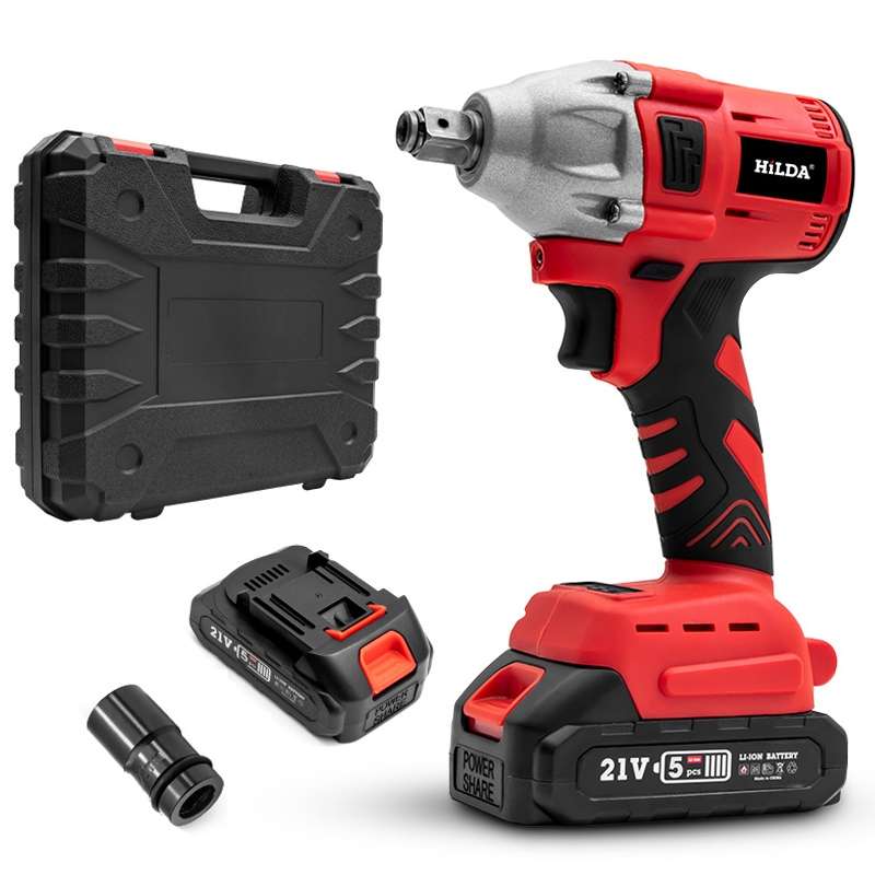 HILDA Motorized Wrenches Lithium Repair Parts With 22mm Socket, EU Plug, Model: Red With 2 Battery+1