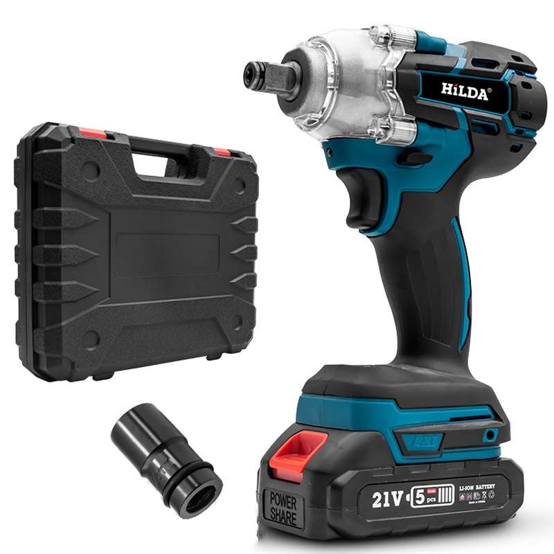 HILDA Motorized Wrenches Lithium Repair Parts With 22mm Socket, US Plug, Model: Blue With 1 Battery+
