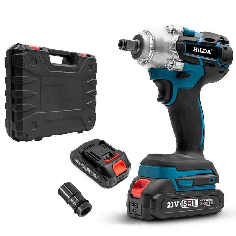 HILDA Motorized Wrenches Lithium Repair Parts With 22mm Socket, US Plug, Model: Blue With 2 Battery+