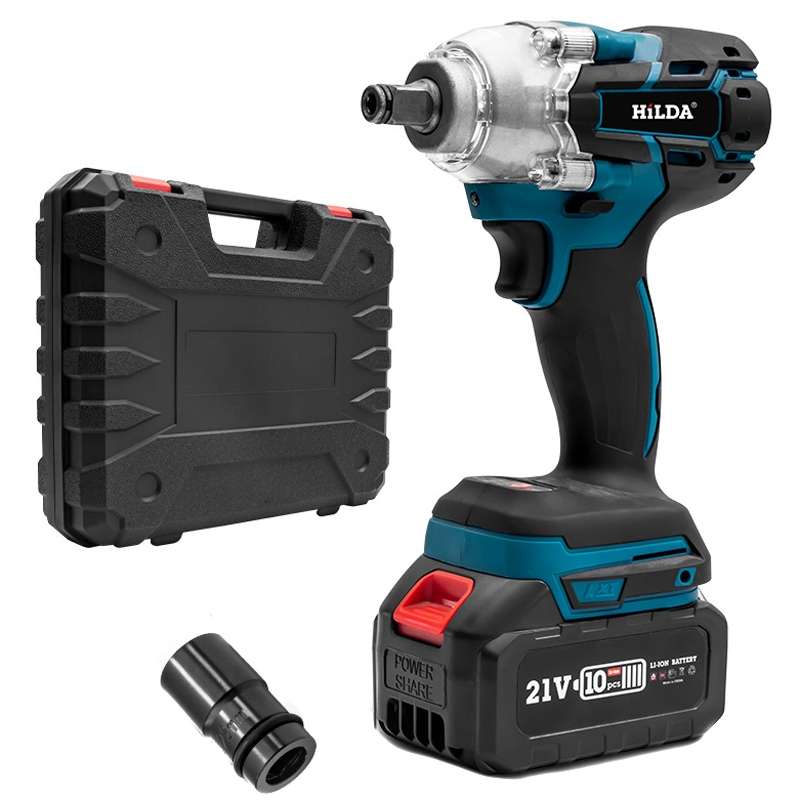 HILDA Motorized Wrenches Lithium Repair Parts With 22mm Socket, US Plug, Model: Blue With 1 Battery+