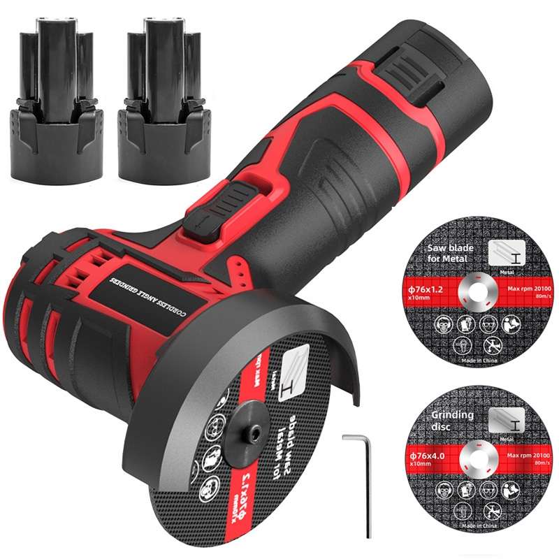 HILDA 12V 3 Inch Li-Ion Angle Grinder Home Cutting And Sanding Machine, US Plug, Model: Plastic Pack