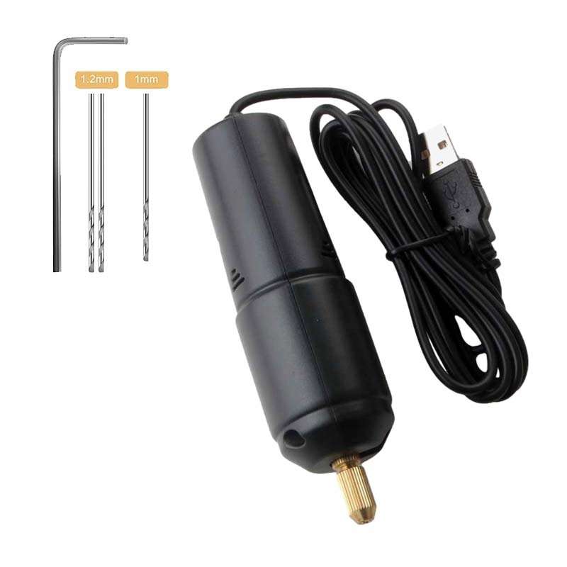 USB Interface 360 Mini Electric Drill Manual Glue Drilling Electric Drill, Set: Drill+4pcs Wrench