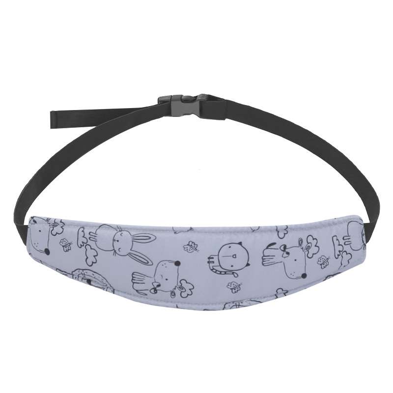 Baby Head Restraint Belt Child Car Safety Seat Head Support Auxiliary Belt(Gray Animal)