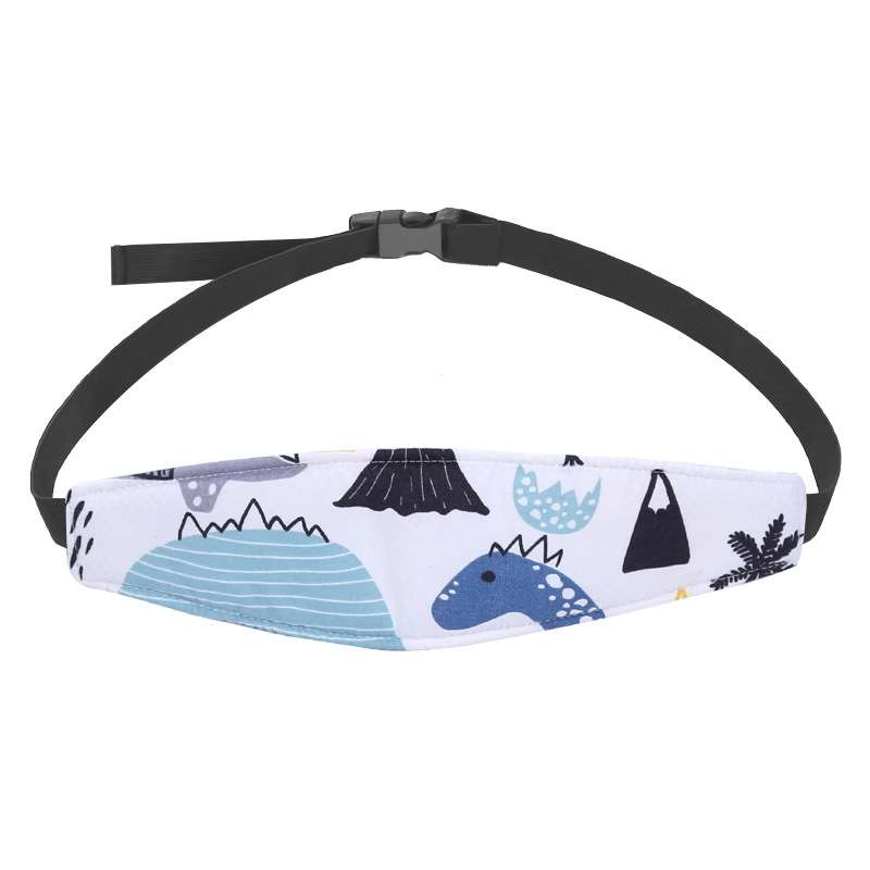 Baby Head Restraint Belt Child Car Safety Seat Head Support Auxiliary Belt(White Dinosaur)