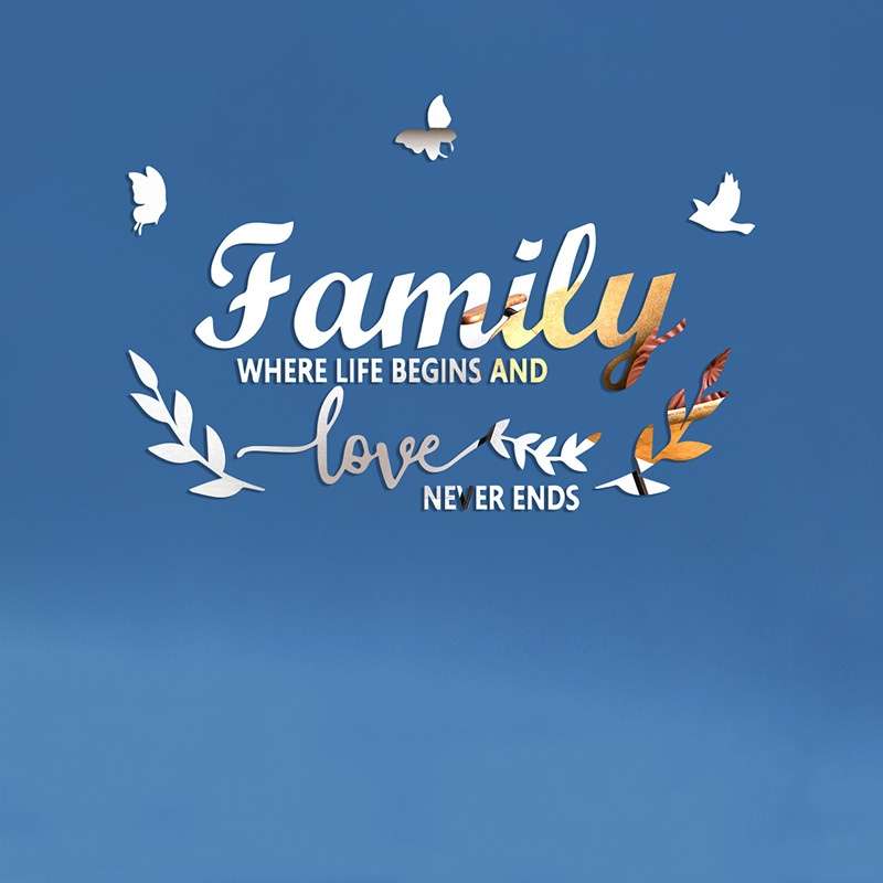 Acrylic Familylove Stereoscopic Mirror Wall Stickers Home Self-Adhesive Decorative Soft Mirror(Gold)