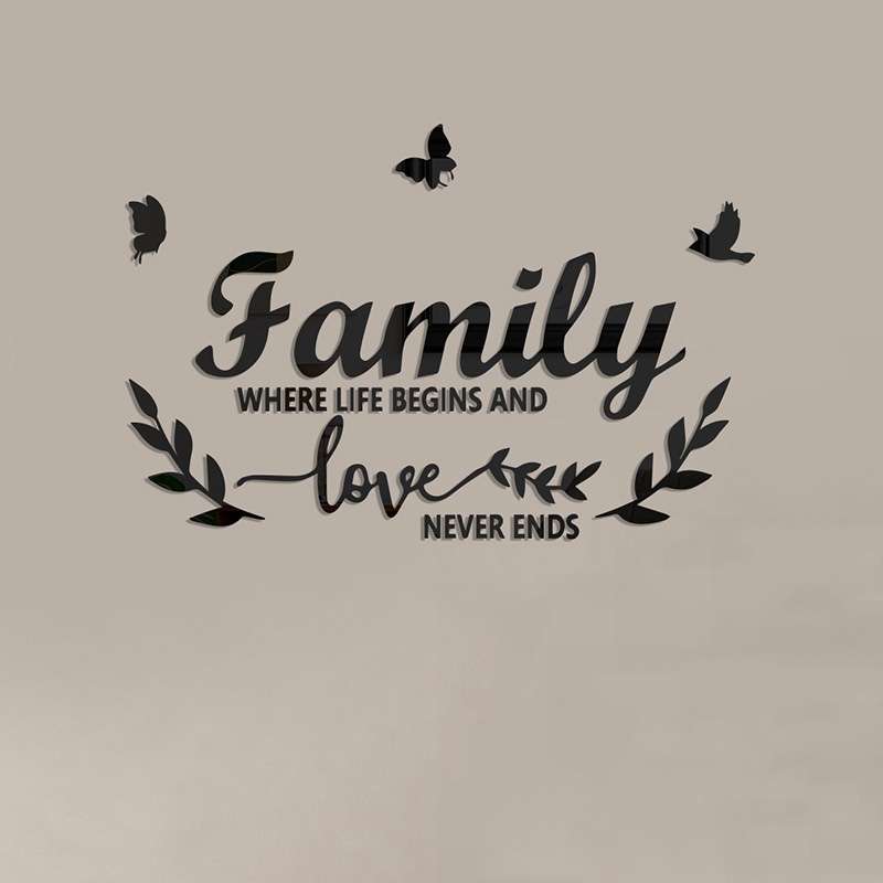 Acrylic Familylove Stereoscopic Mirror Wall Stickers Home Self-Adhesive Decorative Soft Mirror(Gold)