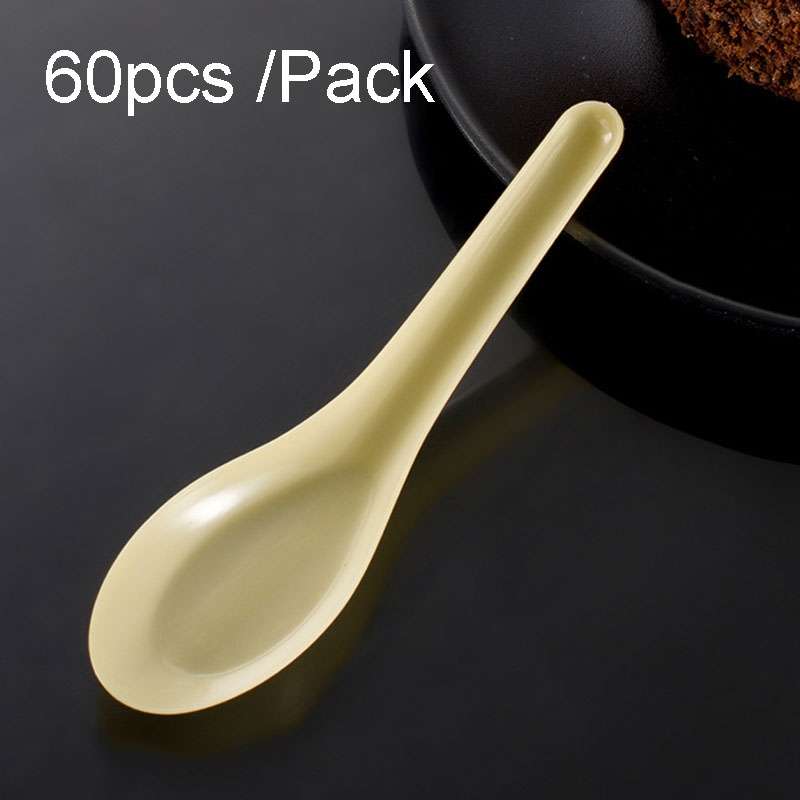 60pcs /Pack DY-103 Disposable PP Plastic Soup Spoon Packed Takeaway Scoop(Transparent)