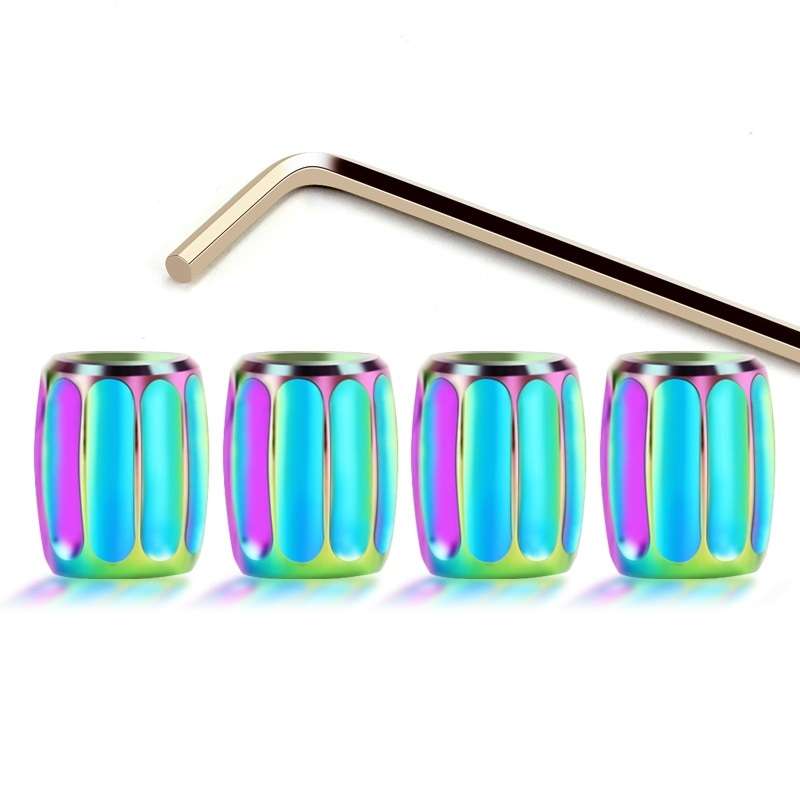 4pcs/set Metal Anti-theft Tyre Core Valve Personalised Conversion Cap, Color: Colorful