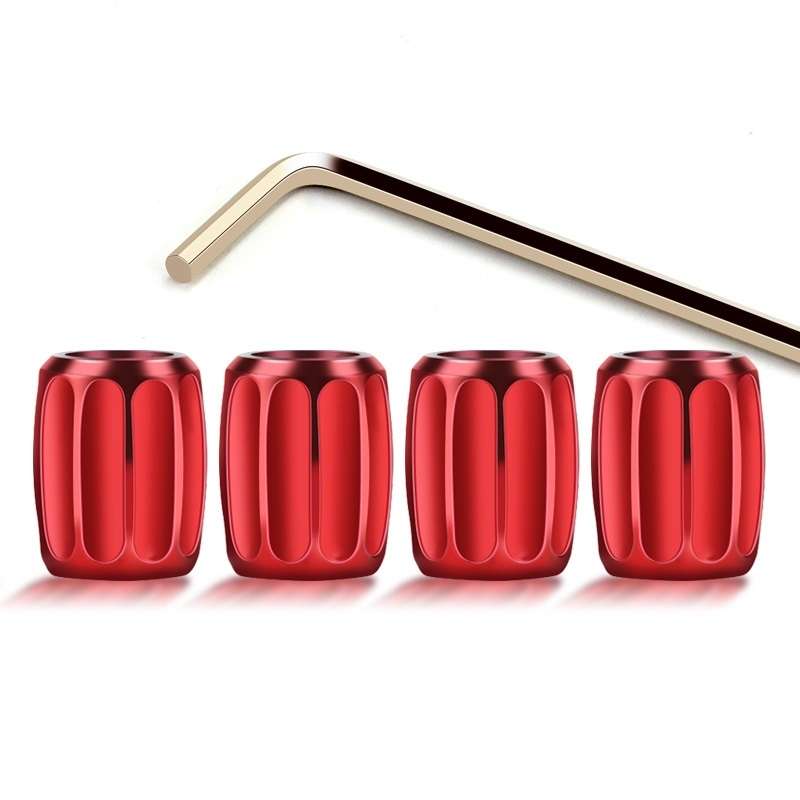 4pcs/set Metal Anti-theft Tyre Core Valve Personalised Conversion Cap, Color: Red