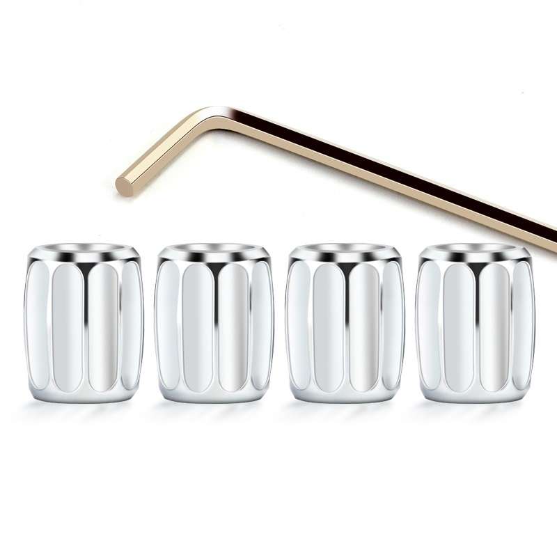 4pcs/set Metal Anti-theft Tyre Core Valve Personalised Conversion Cap, Color: Silver