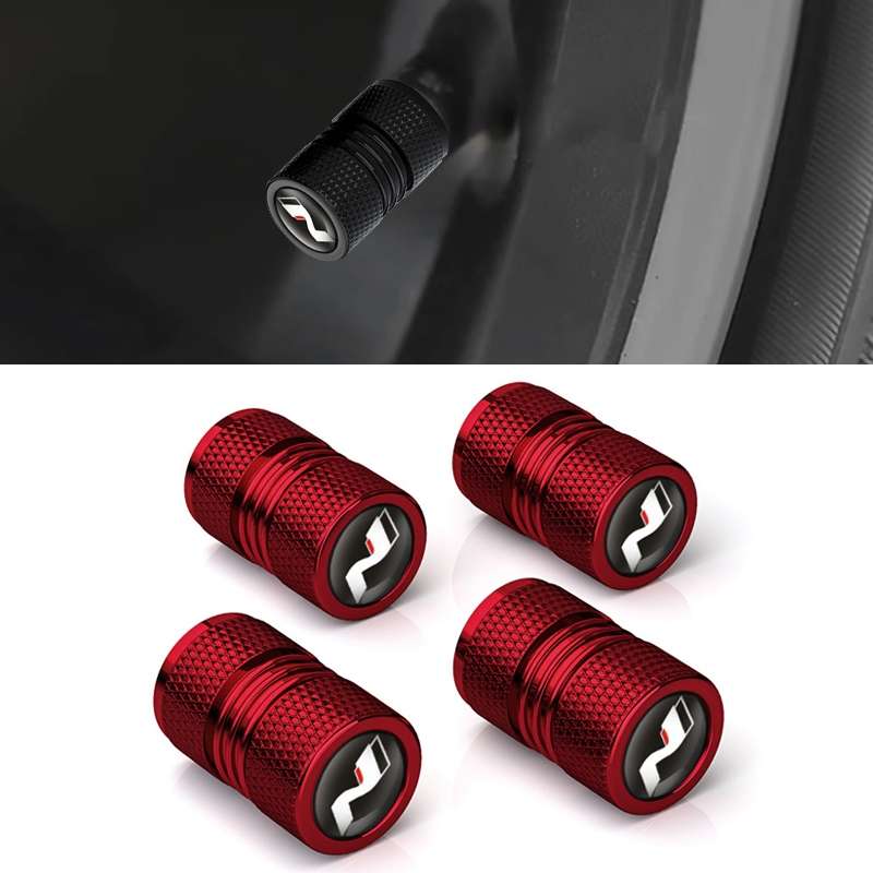 4pcs/set Aluminium N Label Car Tire Valve Caps(Red)