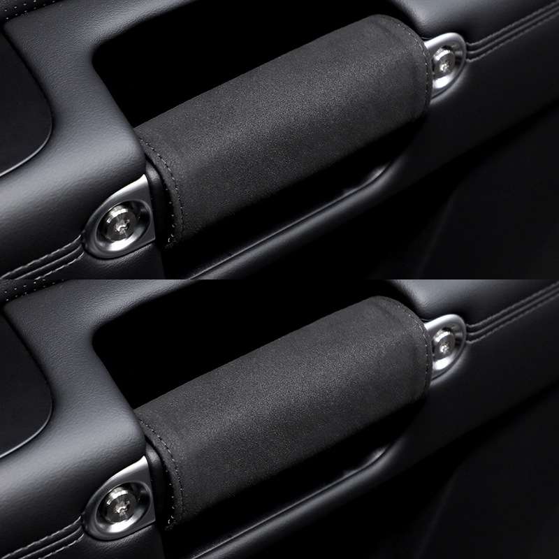 1pair Car Door Handle Decorative Anti-Scratch Cover Car Slippery Leather Inner Door Handle Protectiv