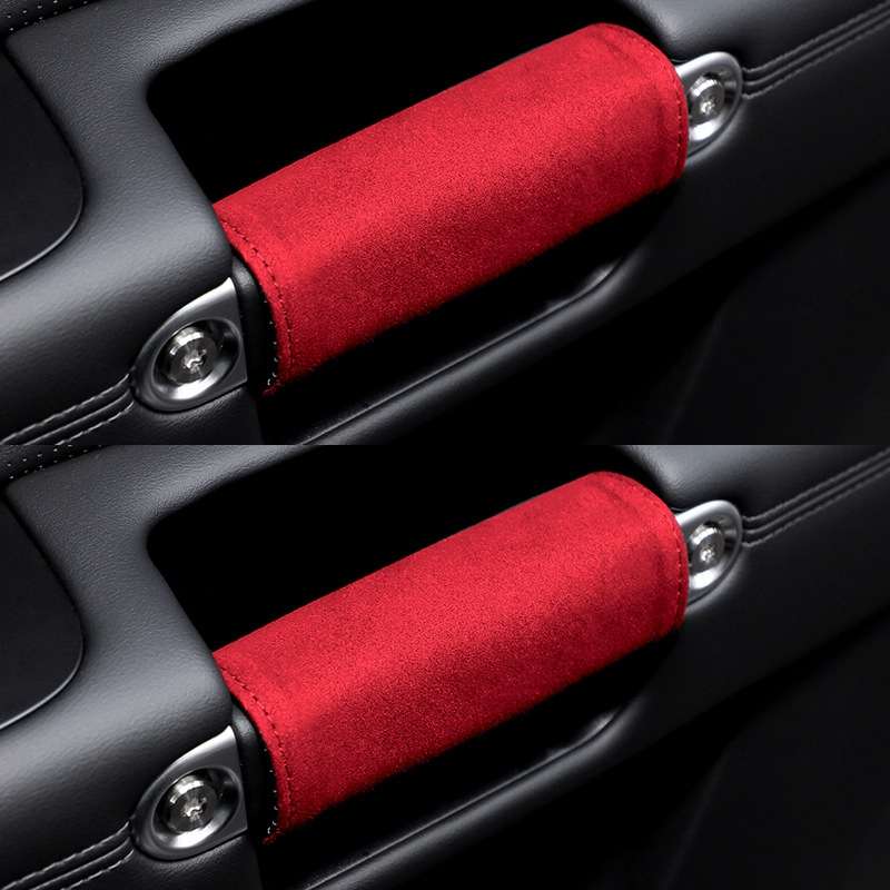 1pair Car Door Handle Decorative Anti-Scratch Cover Car Slippery Leather Inner Door Handle Protectiv