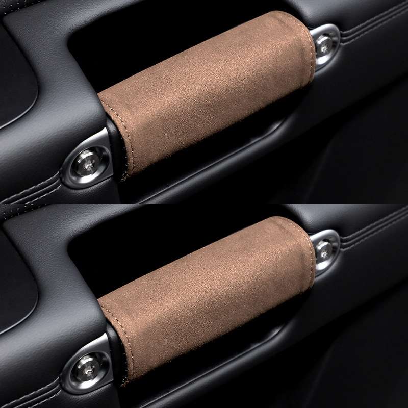1pair Car Door Handle Decorative Anti-Scratch Cover Car Slippery Leather Inner Door Handle Protectiv