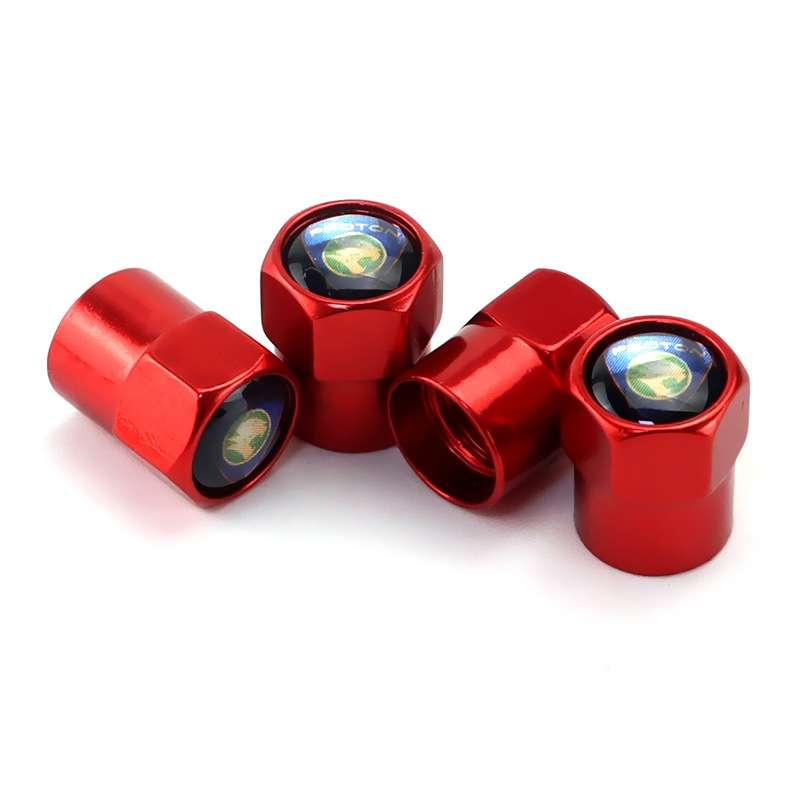 4pcs /Set Car Labeled Metal Tire Valve Caps Automobile Universal Modified Valve Covers(Red)