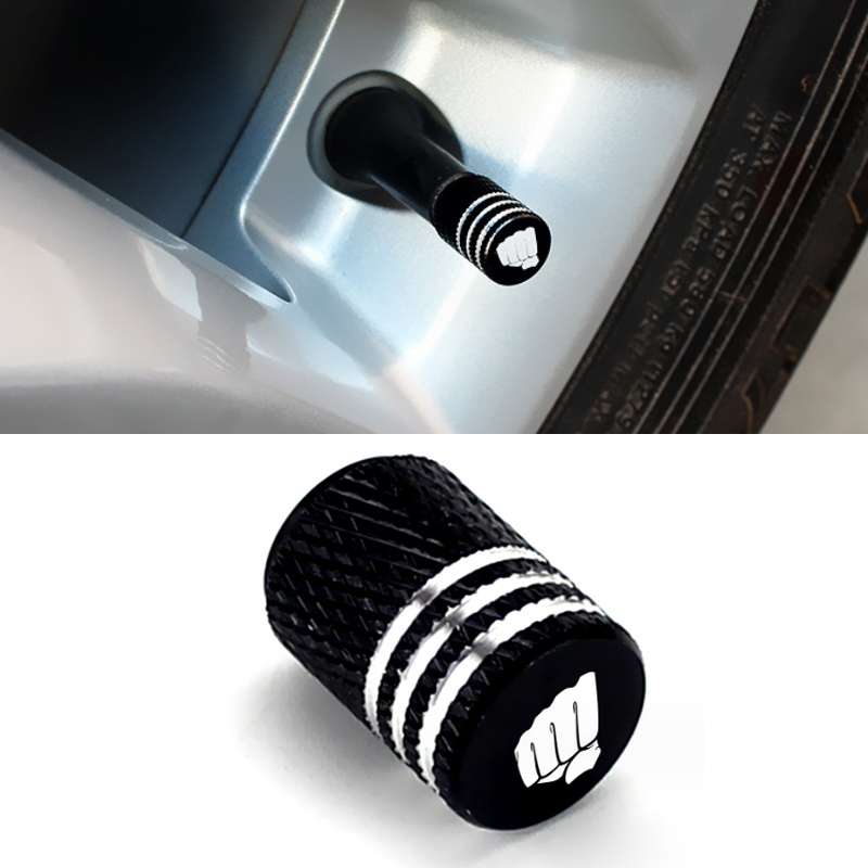 Laser Power Gesture Motivational Fist Car Tire Valve Cap, Specification: Black