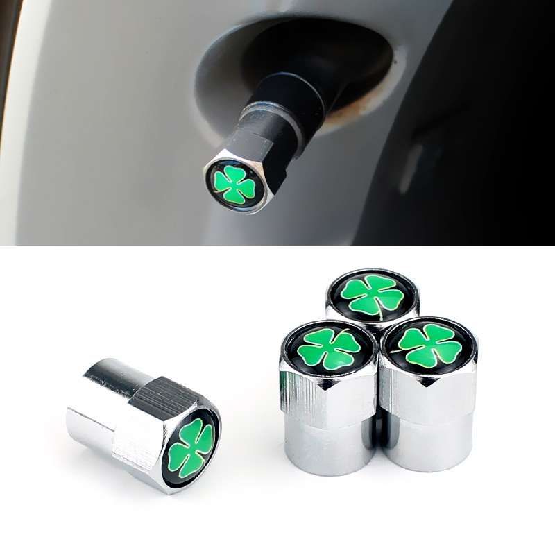 4pcs/set Guardian Clover Decorative Car Tire Valve Cap(Silver)