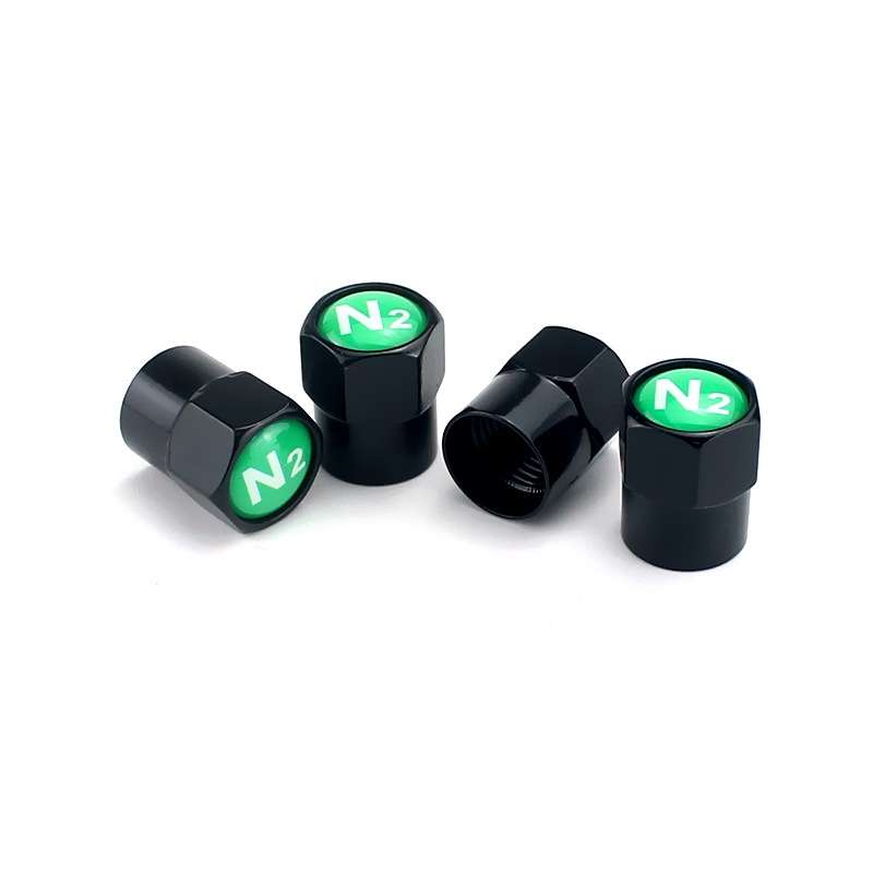 4pcs /Set N2 Metal Tire Valve Caps Automobile Universal Modified Valve Covers, Size: Green Backgroun