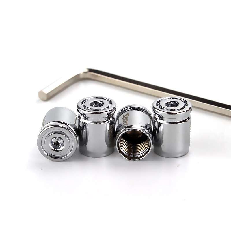 4pcs /Set Sport Anti-Theft Car Tire Valve Caps Universal Valve Cover With Wrench(Silver)