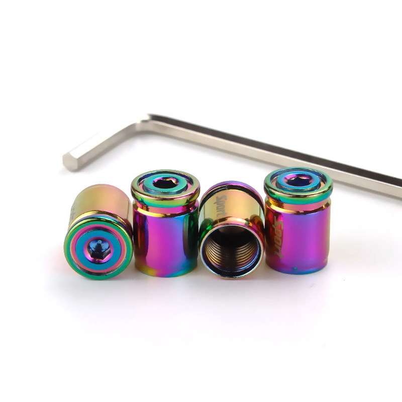 4pcs /Set Sport Anti-Theft Car Tire Valve Caps Universal Valve Cover With Wrench(Colorful)