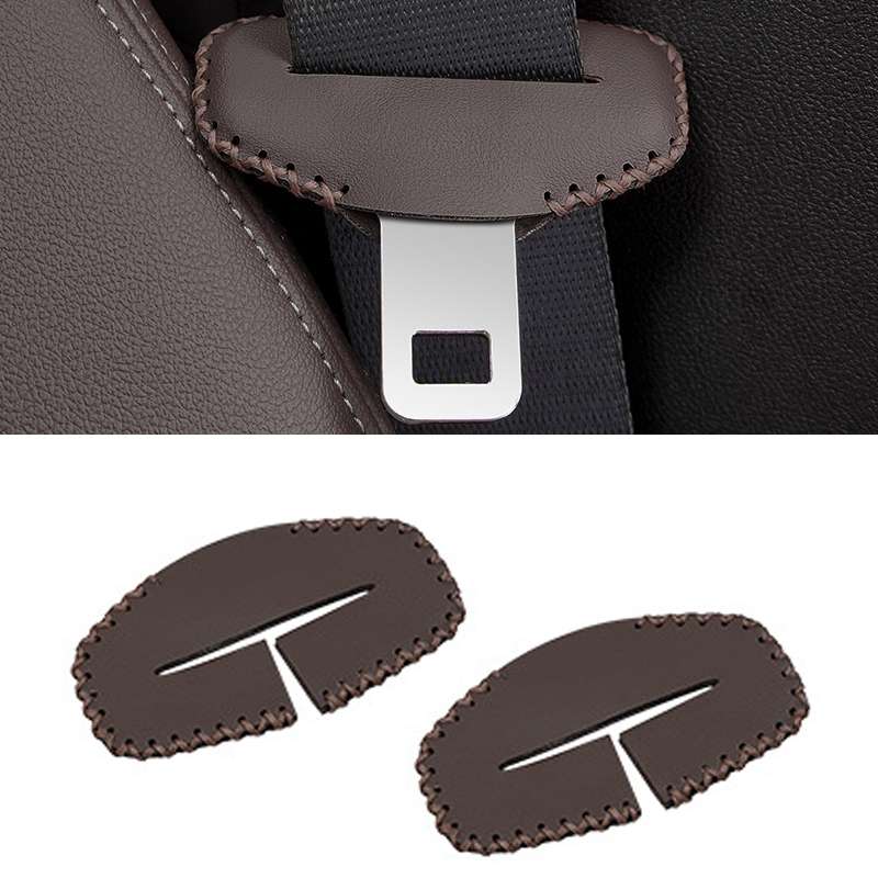 For BMW 1pair Seatbelt Insert Protector Bumper Belt Chuck Decoration(Brown)