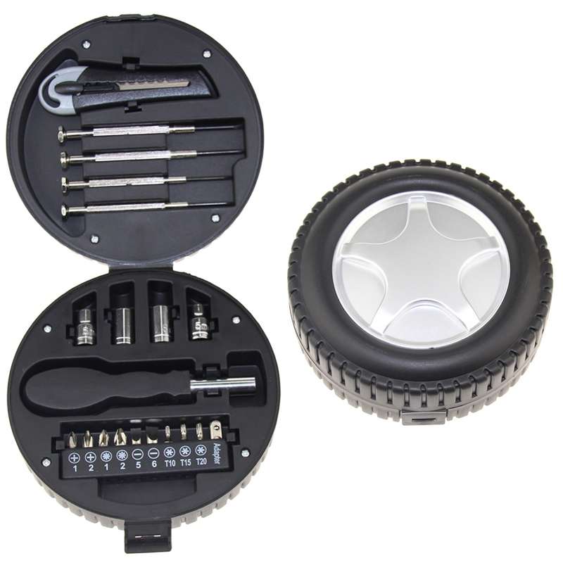 20 In 1 Tire Shaped Tool Set Home Hardware Utility Combinations(Black)