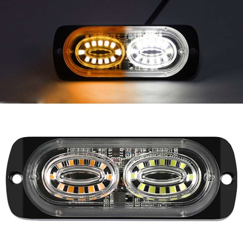 12W Car Side Signal Warning Light 24 LED Strobe Light(Yellow White)