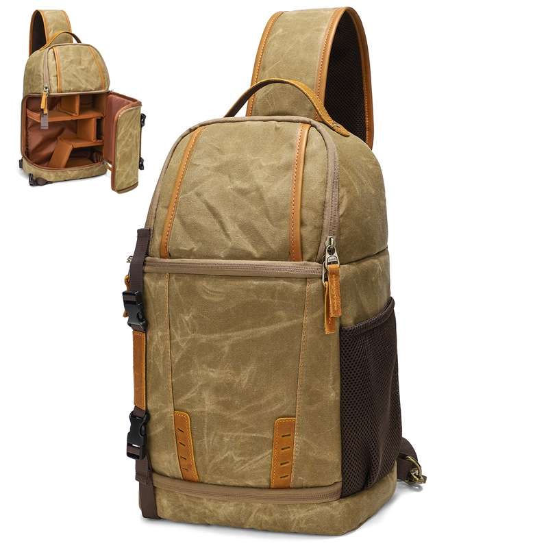 Outdoor Canvas Wear-resistant Waterproof Photography Shoulder Bag(Army Green)